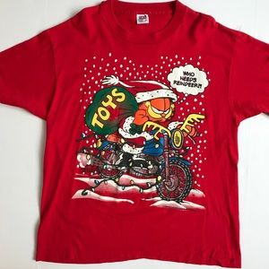 Vintage Garfield Christmas Tee T-Shirt Size XL
